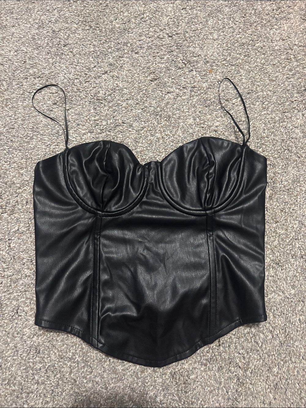 Zara Black Faux Leather Bustier Camisole